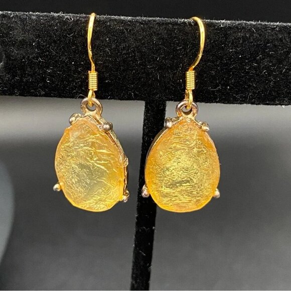 Shimmering Gold Foil Tear Drop Earrings - Picture 1 of 10
